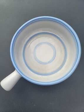 M.A Hadley Pottery Blue Swirl Single Handle Crock Coastal Grandmother Cottage 8"